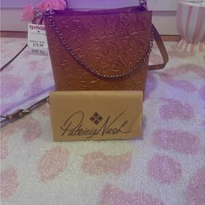 NWT Patricia Nash Brown Embossed Leather Bag